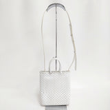 ANTEPRIMA INTRECCIO イントレッチオモード ミニアトゥーラ 縦型 ワイヤーバッグ カード付き ショルダーバッグ LATTE METALLICO オーロラホワイト レディース アンテプリマ【中古】6-0118G♪