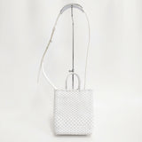 ANTEPRIMA INTRECCIO イントレッチオモード ミニアトゥーラ 縦型 ワイヤーバッグ カード付き ショルダーバッグ LATTE METALLICO オーロラホワイト レディース アンテプリマ【中古】6-0118G♪