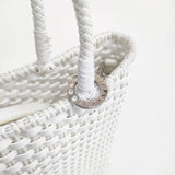 ANTEPRIMA INTRECCIO イントレッチオモード ミニアトゥーラ 縦型 ワイヤーバッグ カード付き ショルダーバッグ LATTE METALLICO オーロラホワイト レディース アンテプリマ【中古】6-0118G♪