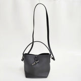 Longchamp ROSEAU ESSENTIAL S ロゾ エッセンシャル 2WAY バケットバッグ レザー ハンドバッグ ブラック レディース ロンシャン【中古】6-0118G♪