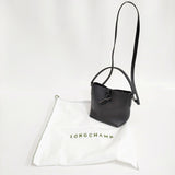 Longchamp ROSEAU ESSENTIAL S ロゾ エッセンシャル 2WAY バケットバッグ レザー ハンドバッグ ブラック レディース ロンシャン【中古】6-0118G♪