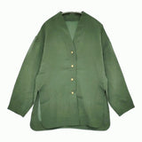 Mame Kurogouchi Fibrillated V-Neck Shirt 定価58300円 サイズ1 キュプラ Vネック ブラウス シャツ 24AW グリーン レディース マメクロゴウチ【中古】6-0131M♪