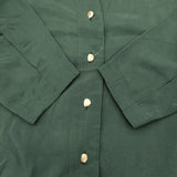 Mame Kurogouchi Fibrillated V-Neck Shirt 定価58300円 サイズ1 キュプラ Vネック ブラウス シャツ 24AW グリーン レディース マメクロゴウチ【中古】6-0131M♪