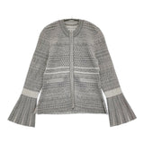Mame Kurogouchi Mishima Karatsu Floral Pattern Knitted Cardigan 三島唐津 印花柄 定価63800円 カーディガン 24AW グレー ホワイト レディース マメクロゴウチ【中古】6-0131T♪