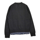 MAISON MARGIELA ダメージ加工 ストライプ レイヤード サイズS カーディガン 21AW ブラック メンズ メゾンマルジェラ【中古】6-0131T♪