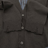 MAISON MARGIELA ダメージ加工 ストライプ レイヤード サイズS カーディガン 21AW ブラック メンズ メゾンマルジェラ【中古】6-0131T♪