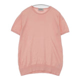 JOHN SMEDLEY シーアイランドコットン イギリス製 半袖 セーター ニット ピンク レディース ジョンスメドレー【中古】6-0621S∞