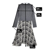 DEREK LAM F122CR620 10 CROSBY ドッキングワンピース シルク ウール混 ワンピース グレー ホワイト レディース デレクラム【中古】6-0131T△