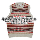LAURENCE J.SMITH フェアアイル クルーネックベスト 定価26400円 サイズS ライトグレー レッド レディース ローレンスジェイスミス【中古】6-0131T♪