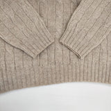 LAURENCE J.SMITH イギリス製 ウール サイズ34 ケーブル セーター ニット ベージュ レディース ローレンスジェイスミス【中古】6-0131T♪