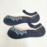 ANTIPAST 新品 シアー シースルー 花柄 ショートソックス 靴下 ネイビー レディース アンティパスト【中古】6-0122G◎