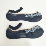 ANTIPAST 新品 シアー シースルー 花柄 ショートソックス 靴下 ネイビー レディース アンティパスト【中古】6-0122G◎