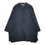 hatsutoki なめらかコットンチュニック コットン ハーフボタン 長袖シャツ ネイビー レディース ハツトキ【中古】6-0502M∞