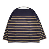Le Minor ボーダー コットン フランス製 長袖Ｔシャツ カットソー ロンＴ ネイビー ベージュ レディース ルミノア【中古】6-0409M∞