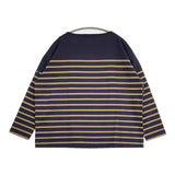 Le Minor ボーダー コットン フランス製 長袖Ｔシャツ カットソー ロンＴ ネイビー ベージュ レディース ルミノア【中古】6-0409M∞