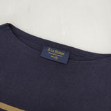Le Minor ボーダー コットン フランス製 長袖Ｔシャツ カットソー ロンＴ ネイビー ベージュ レディース ルミノア【中古】6-0409M∞