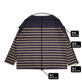 Le Minor ボーダー コットン フランス製 長袖Ｔシャツ カットソー ロンＴ ネイビー ベージュ レディース ルミノア【中古】6-0409M∞