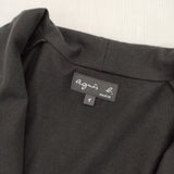 agnes b. ベルト付き ガウン 羽織 コットンコート ロング カーディガン ブラック レディース アニエスベー【中古】6-0409M∞