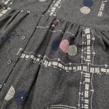 marble sud 新品 総柄 刺繍 定価27500円 Vネック ギャザー ワンピース チャコールグレー レディース マーブルシュッド【中古】6-0914T♪