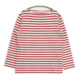 ORCIVAL コットン ボーダー 長袖Ｔシャツ カットソー ロンＴ オフホワイト レッド レディース オーシバル/オーチバル【中古】6-0409M∞