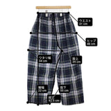homspun 222-3364 ウールタータン ギャザーパンツ 定価26400円 サイズM パンツ グリーン ネイビー レディース ホームスパン【中古】6-0719T∞