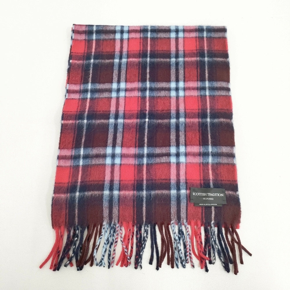 Scottish Tradition アンゴラ混 チェック ストール マフラー レッド