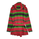 RALPH LAUREN マルチボーダー 羽織 コットンアクリルニット ベルト付き カーディガン レッド グリーン レディース ラルフローレン【中古】6-0330M∞