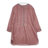 Mademoiselle NONNON ピンタック チェック チュニック プルオーバー 長袖シャツ レッド レディース マドモアゼルノンノン【中古】6-0502M∞