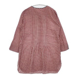 Mademoiselle NONNON ピンタック チェック チュニック プルオーバー 長袖シャツ レッド レディース マドモアゼルノンノン【中古】6-0502M∞