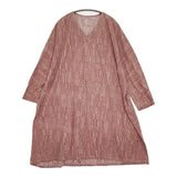 babaghuri J0543UB302 コットン インド製 バーク チュニック さくら Vネック ワンピース レッド ホワイト レディース ババグーリ【中古】6-0203M♪