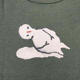 mina perhonen lumikko キッズサイズ140/10Y 雪だるま aba8319p 長袖Ｔシャツ カットソー ロンＴ グリーン レディース ミナペルホネン【中古】6-0416M∞