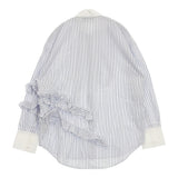 MSGM コットンフリルレギュラーカラーシャツ サイズ40 定価64900円 ストライプ 長袖シャツ ホワイト ライトブルー レディース エムエスジーエム【中古】6-0317M♪