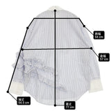 MSGM コットンフリルレギュラーカラーシャツ サイズ40 定価64900円 ストライプ 長袖シャツ ホワイト ライトブルー レディース エムエスジーエム【中古】6-0317M♪