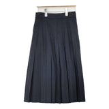 MARGARET HOWELL FINE WOOL POPLIN プリーツスカート 定価41800円 578-0132602 ロングスカート ネイビー系 レディース マーガレットハウエル【中古】6-0902T∞