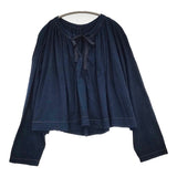 45R/45rpm スーピマ天竺のギャザーブラウス インディゴ 定価49500円 シャツ 25SS ネイビー レディース フォーティーファイブアールピーエム【中古】6-0203M♪