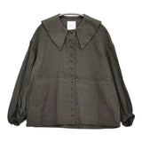 MAGALI リネンパピエ グランカラーブラウス 定価25300円 ブラウス シャツ 24AW チャコールグレー レディース マガリ【中古】6-0203M♪