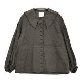 MAGALI リネンパピエ グランカラーブラウス 定価25300円 ブラウス シャツ 24AW チャコールグレー レディース マガリ【中古】6-0203M♪