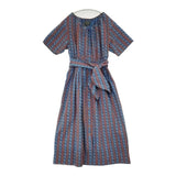 RALPH LAUREN POLO COUNTRY ポロカントリー ベルト付き 総柄 ワンピース ブルー レッド レディース ラルフローレン【中古】6-0624S∞