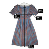 RALPH LAUREN POLO COUNTRY ポロカントリー ベルト付き 総柄 ワンピース ブルー レッド レディース ラルフローレン【中古】6-0624S∞