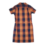BEAMS BOY ベルト付き オープンカラー チェック ワンピース オレンジ ネイビー レディース ビームスボーイ【中古】6-0624S∞