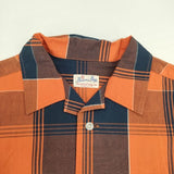 BEAMS BOY ベルト付き オープンカラー チェック ワンピース オレンジ ネイビー レディース ビームスボーイ【中古】6-0624S∞