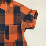 BEAMS BOY ベルト付き オープンカラー チェック ワンピース オレンジ ネイビー レディース ビームスボーイ【中古】6-0624S∞