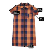 BEAMS BOY ベルト付き オープンカラー チェック ワンピース オレンジ ネイビー レディース ビームスボーイ【中古】6-0624S∞