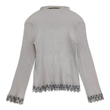 ISSEY MIYAKE カットワーク IM12-FJ902 プリーツ 長袖Ｔシャツ カットソー ロンＴ グレー レディース イッセイミヤケ【中古】6-0330M∞