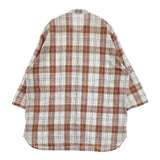 NEST ROBE CONFECT イカットチェック七分袖シャツ コットンリネン 02222-0045 サイズ3 ホワイト ブラウン メンズ ネストローブコンフェクト【中古】6-0414M♪