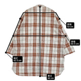 NEST ROBE CONFECT イカットチェック七分袖シャツ コットンリネン 02222-0045 サイズ3 ホワイト ブラウン メンズ ネストローブコンフェクト【中古】6-0414M♪