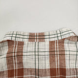 NEST ROBE CONFECT イカットチェック七分袖シャツ コットンリネン 02222-0045 サイズ3 ホワイト ブラウン メンズ ネストローブコンフェクト【中古】6-0414M♪