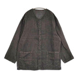 NEST ROBE CONFECT 炭染め リネングレンチェック ノーカラージャケット 定価39600円 24SS チャコールグレー メンズ ネストローブコンフェクト【中古】6-0414M♪