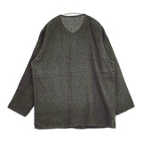 NEST ROBE CONFECT 炭染め リネングレンチェック ノーカラージャケット 定価39600円 24SS チャコールグレー メンズ ネストローブコンフェクト【中古】6-0414M♪