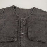 NEST ROBE CONFECT 炭染め リネングレンチェック ノーカラージャケット 定価39600円 24SS チャコールグレー メンズ ネストローブコンフェクト【中古】6-0414M♪